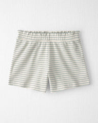 Girls 2-Piece Organic Cotton Waffle Knit Top & Short Set in Stripes