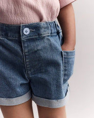 Toddler Girl Mom Shorts in Denim