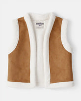 Girls Fleece Sleeveless Vest - Brown