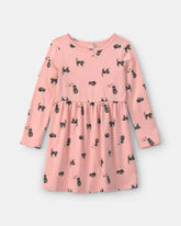 Girls Halloween Cat Long-Sleeve Dress - Pink