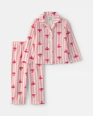 Toddler Girl 2-Piece Bows Loose Fit Pajama Set - Pink