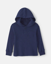 Toddler Boy Thermal Long-Sleeve Hoodie Top - Navy Blue