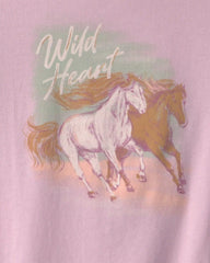 Girls 'Wild Heart' Horse Long-Sleeve Graphic Tee - Purple