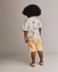 Toddler Dolman Tee in Sandcastle Print - Cream