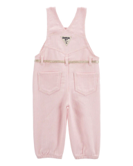 Baby Knit Denim Hickory Stripe Overalls - Pink