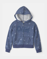 Girls Floral OshKosh Logo Zip-Up Hoodie - Blue