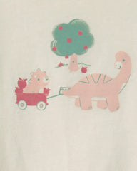 Toddler Girl Dinosaur Graphic Tee - Cream