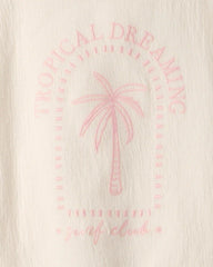 Girls 'Tropical Dreaming' Crinkle Top - Cream