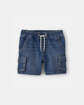 Toddler Boy Denim Drawstring Cargo Shorts - Dark Wash