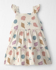 Baby Girl Organic Cotton Tiered Dress in Seashells