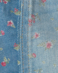 Baby Girl Floral Denim Skirt - Light Wash