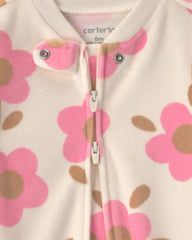 Baby Girl Floral 2-Way Zip Sleep & Play Pajamas - Cream