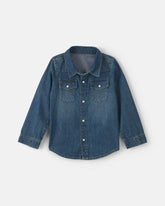 Toddler Boy Denim Button-Down Shirt - Dark Wash