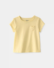 Baby Girl Heart Pocket Top - Yellow