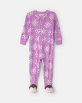 Toddler Girl 1-Piece Penguin DreamPlush Snug Fit Footed Pajama - Purple