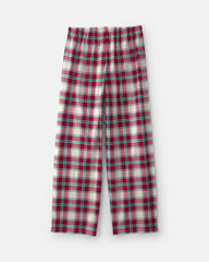 Adult Christmas Plaid Fleece Loose Fit Pajama Bottoms - Red/Green