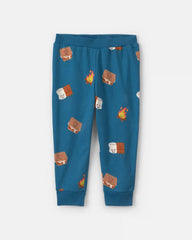 Toddler Boy 2-Piece 'S'More Fun' Fleece Snug Fit Pajama Set - Blue