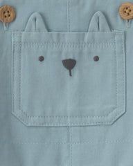 Baby Boy 2-Piece Wolf Long-Sleeve Overall Set - Blue/Cream
