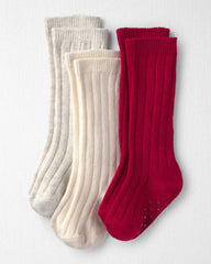 Baby Girl 3-Pack No-Slip Knee-High Socks Made with Organic Cotton