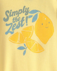 Toddler Girl Lemon 100% Cotton Snug Fit 4-Piece Pajama Set - Blue/Yellow