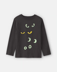 Kids Halloween Eyes Long-Sleeve Graphic Tee - Black