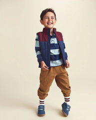 Toddler Boy Color Block Teddy Fleece Vest - Navy Blue/Burgundy