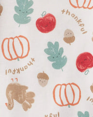 Toddler 2-Piece Thanksgiving 100% Cotton Snug Fit Pajama Set - Cream