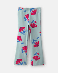 Toddler Girl Floral Pull-On Stretch Flare Leggings - Blue/Red