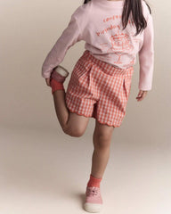 Toddler Girl Gingham Scalloped Shorts - Orange