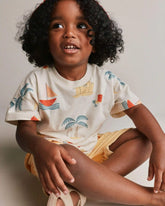 Toddler Dolman Tee in Sandcastle Print - Cream