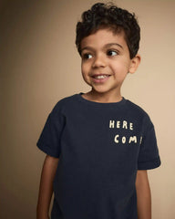 Toddler 'Here I Come' Rolled Cuff Tee - Navy