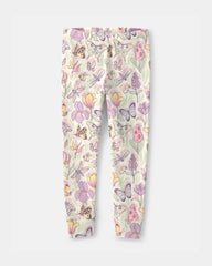 Baby Girl Butterfly 100% Cotton Snug Fit 2-Piece Pajama Set - Cream