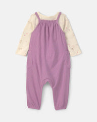 Baby Girl 2-Piece Long-Sleeve Overall Set - Purple