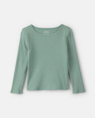 Girls Long-Sleeve Ribbed Top - Green