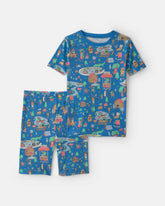Boys 2-Piece 100% Cotton 'Monster Summer Camp' Pajama Set - Blue