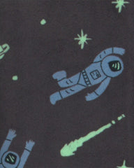 Boys 1-Piece Star Space DreamPlush Snug Fit Pajama - Black