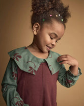 Toddler Girl Peter Pan Collar Top in Floral Print - Sage