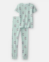 Kids Soccer 100% Cotton Short-Sleeve Snug Fit 2-Piece Pajama Set - Green