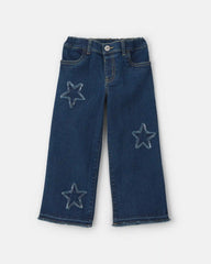 Toddler Girl Star Denim Wide-Leg Jeans - Medium Wash