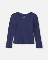 Toddler Girl Long-Sleeve Rib Top - Navy Blue