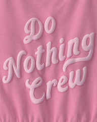 Girls 'Do Nothing Crew' French Terry Romper - Pink