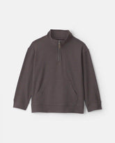 Boys Quarter-Zip Rib Pullover Sweatshirt - Grey