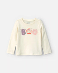 Toddler Girl 'Boo' Halloween Long-Sleeve Graphic Tee - Cream