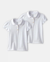 Toddler Girl 2-Pack Uniform Polo Shirts - White
