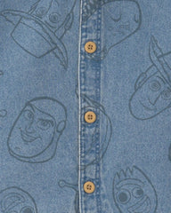 Toddler Boy 2-Piece Pixar© Toy Story Chambray Short-Sleeve Top & Short Set - Medium Wash