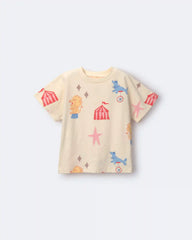 Toddler Dolman Tee in Circus Print - Cream
