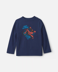 Boys 'High Octane' Motorcycle Long-Sleeve Graphic Tee - Navy Blue