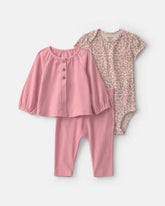 Baby Girl 3-Piece Floral Layering Set - Pink