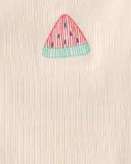 Toddler Girl Watermelon Ribbed Tank Top - Cream