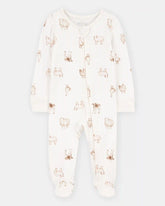 Baby Farm Animals Print 2-Way Zip PurelySoft Sleep & Play Pajamas - Ivory